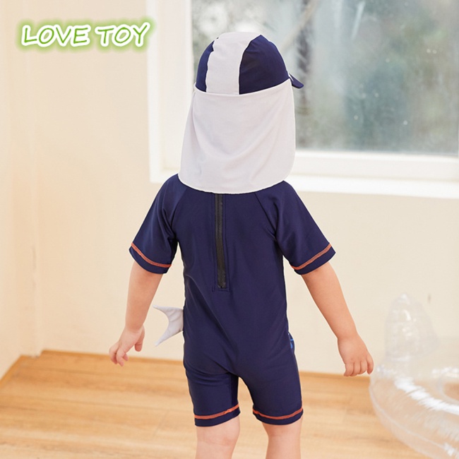 Bộ Đồ Bơi Liền Thân 2 Mảnh Chống Nắng Mau Khô In Họa Tiết Cá Mập Dành Cho Bé Trai