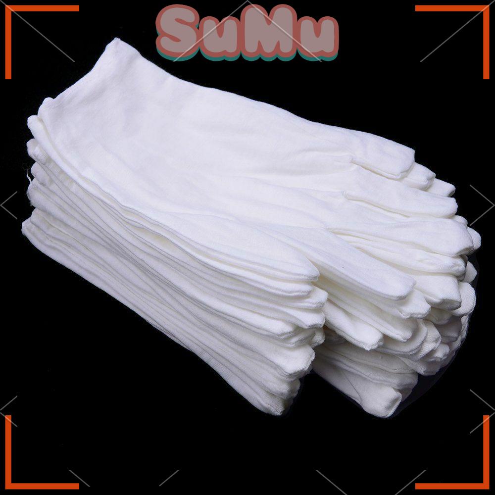 SUMU Găng Tay Cotton Màu Trắng Chất Lượng Cao Dùng Làm Sạch Trang Sức