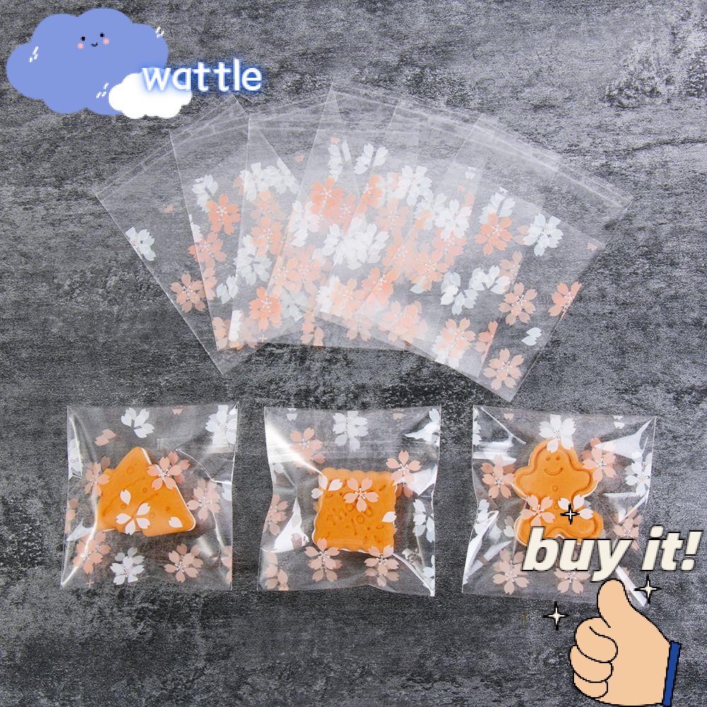 WATTLE Set 100 Túi Đựng Bánh Kẹo Tự Dính Họa Tiết Hoạt Hình Dễ Thương