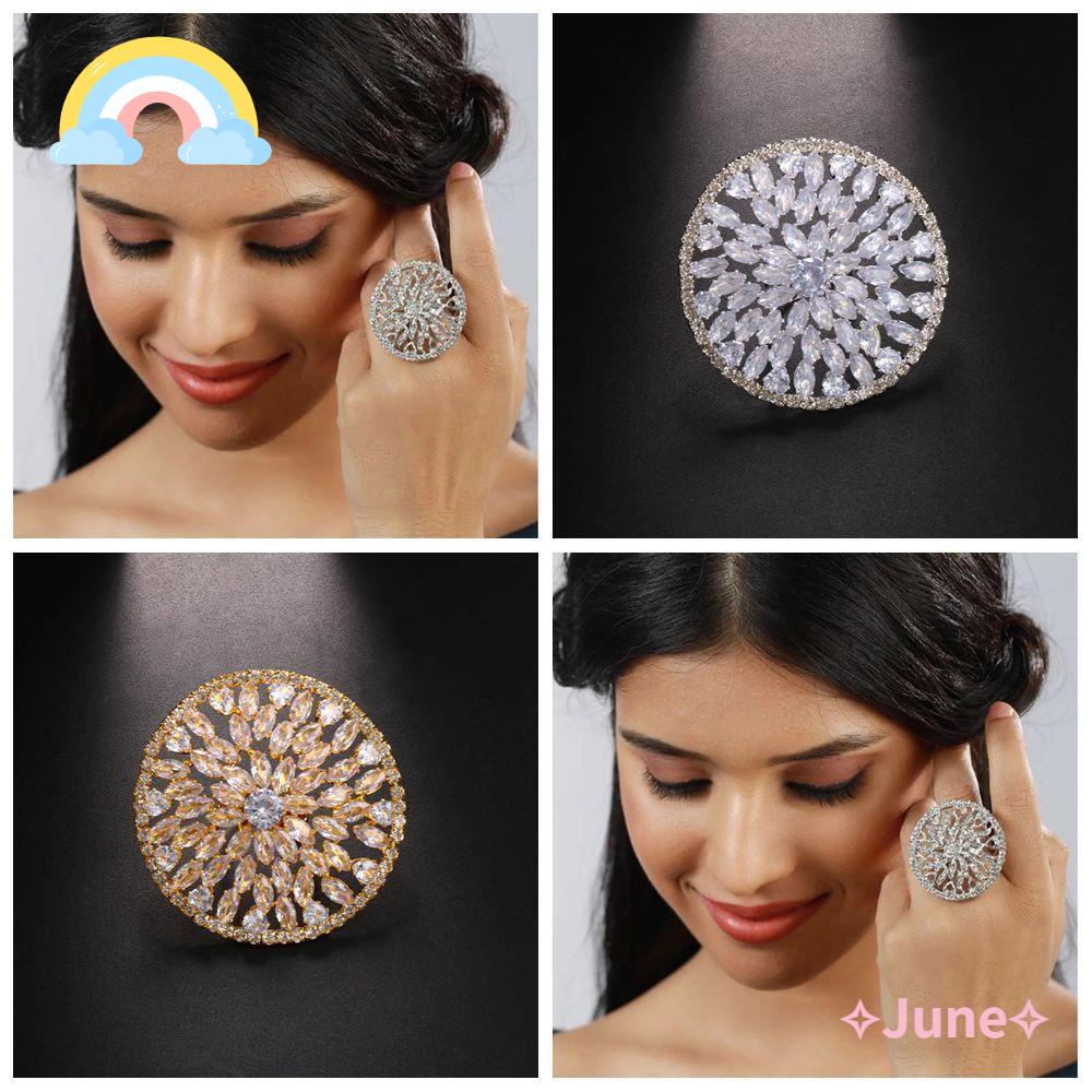 JUNE Nhẫn Hở Đính Đá Thời Trang Cho Nữ