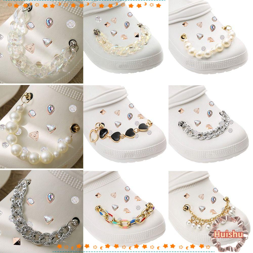 HS Set 2 Dây Xích Bằng Hợp Kim Nhiều Màu Sắc Dùng Làm Mặt Dây Chuyền Giày Dép Độc Đáo DIY