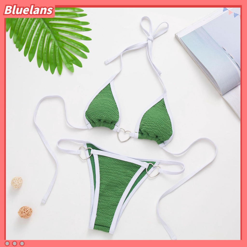 Bộ Bikini Hai Mảnh Khóa Kim Loại Hình Tam Giác Nhiều Màu Sắc