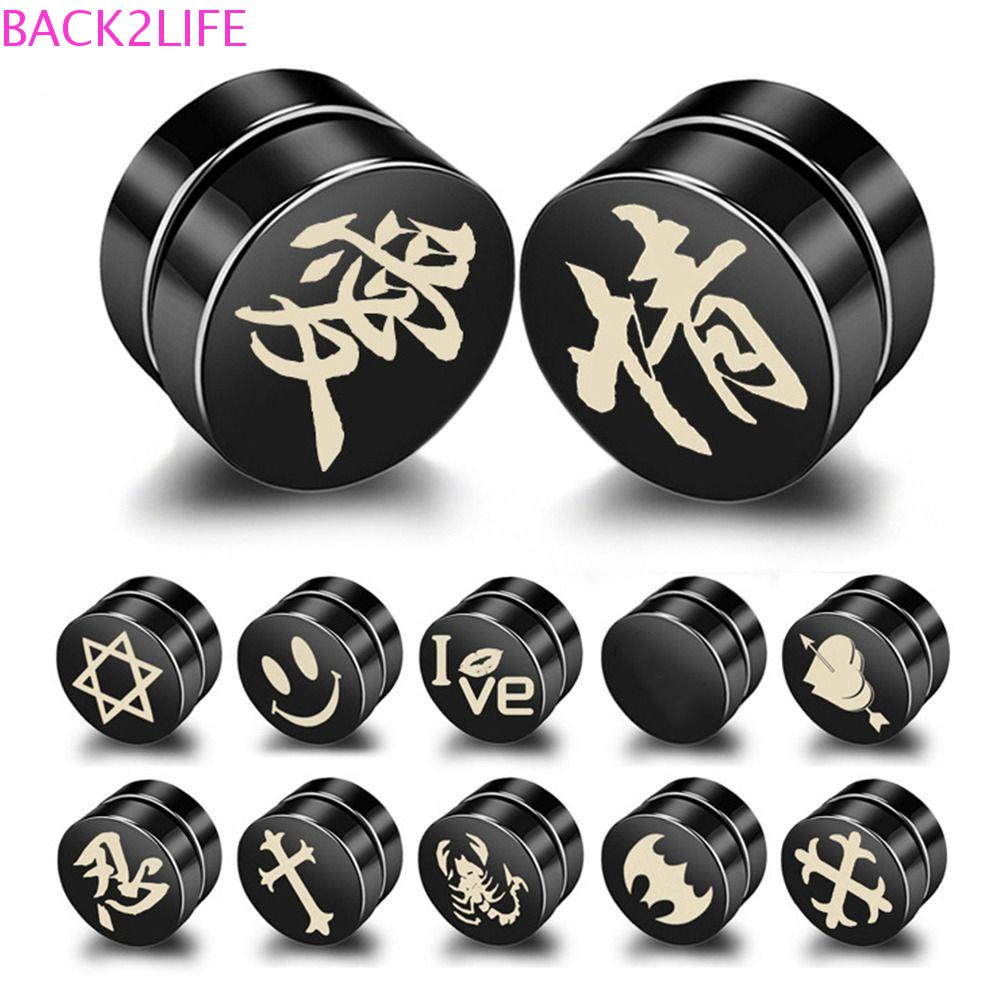 BACK2LIFE Bông Tai Đinh Tán Màu Sắc Đơn Giản Phong Cách Retro Đường Phố Cho Nam