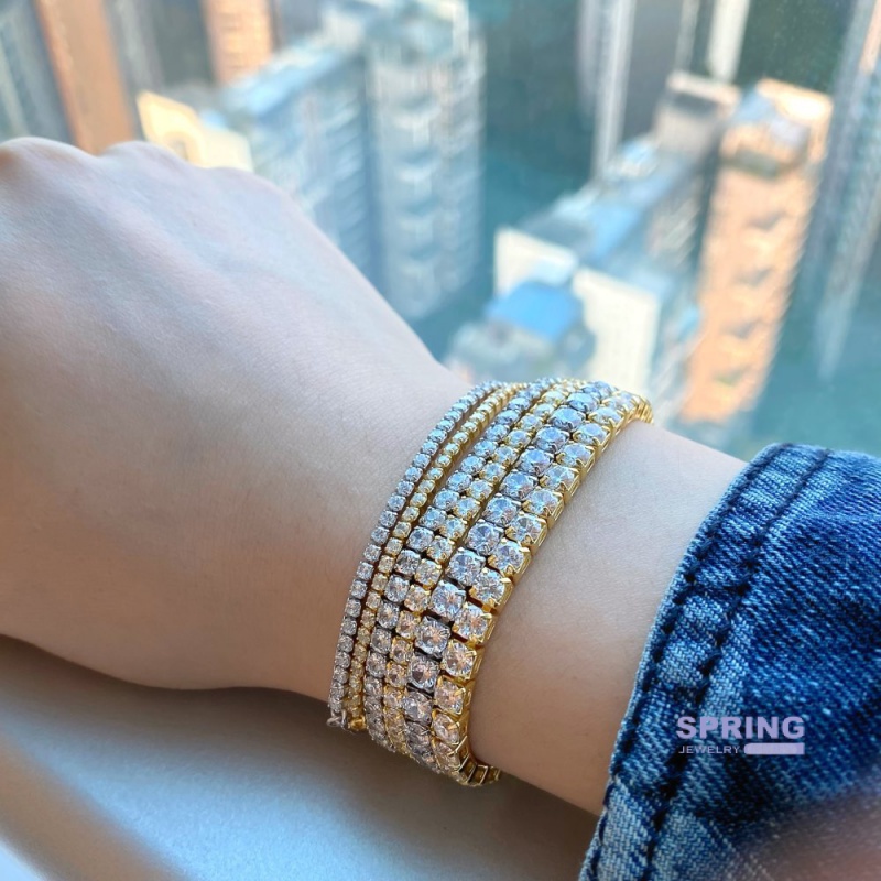 Vòng Tay Bạc 925 Đính Đá Zircon Toàn Diện 2.3.4MM Thời Trang Cho Nữ