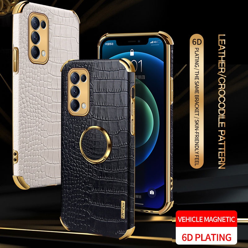 Ốp Điện Thoại Da Cá Sấu Chống Sốc Có Vòng Nhẫn Cho OPPO Reno 8T 8 7 6 5 Pro 7Z 8Z 5G