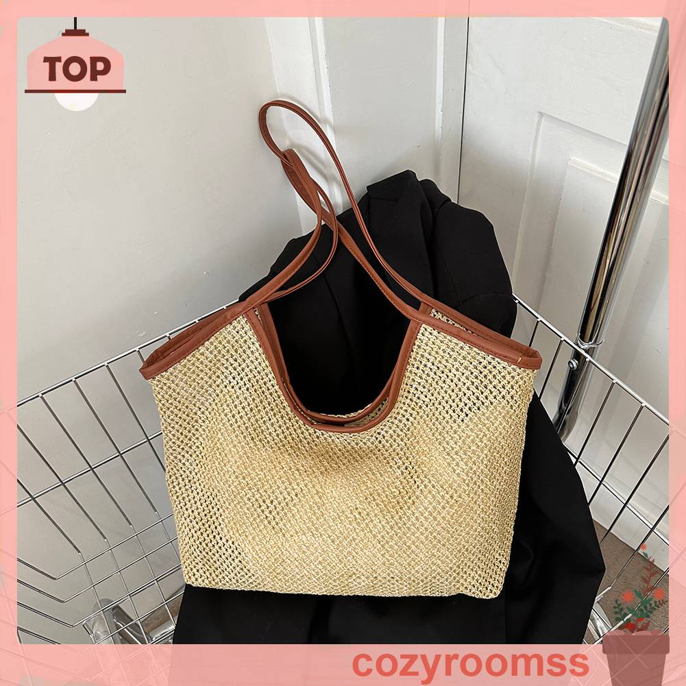 Túi Tote Đeo Vai / Xách Tay Đan Lát Sức Chứa Lớn Thanh Lịch Thời Trang Mùa Hè