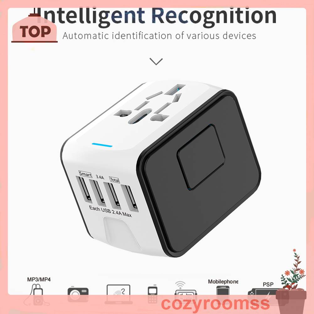 Ổ CắM SạC 4 CổNg Usb TiệN DụNg Cho AU UK EU US