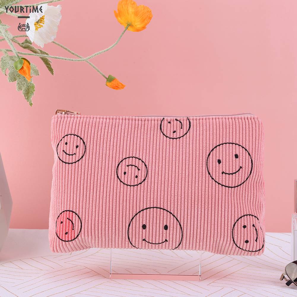 Túi Đựng Đồ Trang Điểm Hai Mặt Họa Tiết Cảm Xúc Dành Cho Nữ