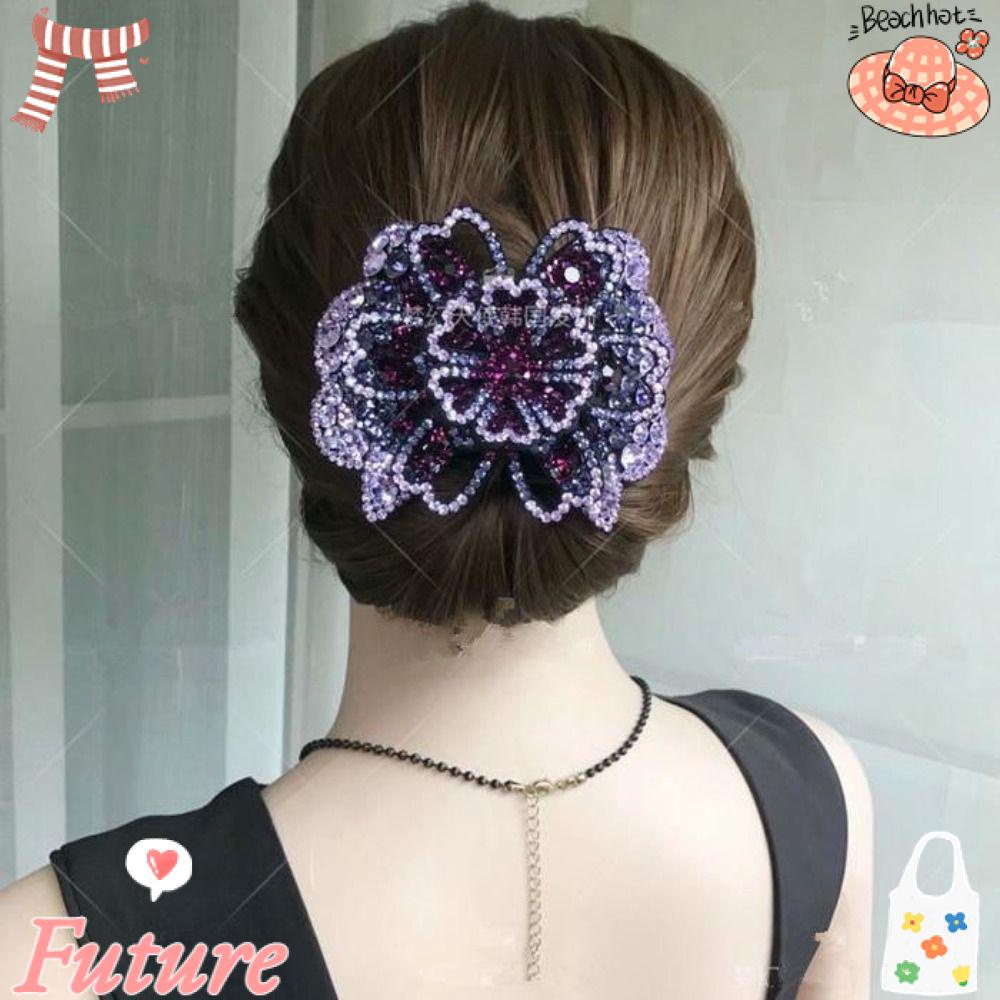 FUTURE Kẹp Tóc Hình Hoa Đính Đá Toàn Diện Thanh Lịch Cho Nữ