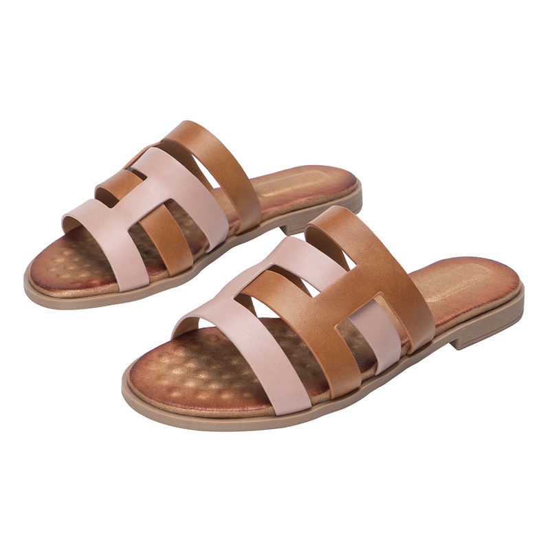 Dép Quai Ngang Phối Màu Sắc Độc Đáo Phong Cách Bohemian Thời Trang Cho Nữ