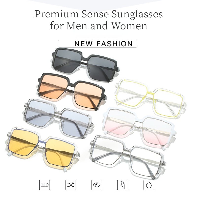 (KIQI-FASHION) COD Kính Mát Gọng Kim Loại Chống Tia UV Hình Chữ Nhật Phong Cách Cổ Điển Dành Cho Cả Nam Và Nữ