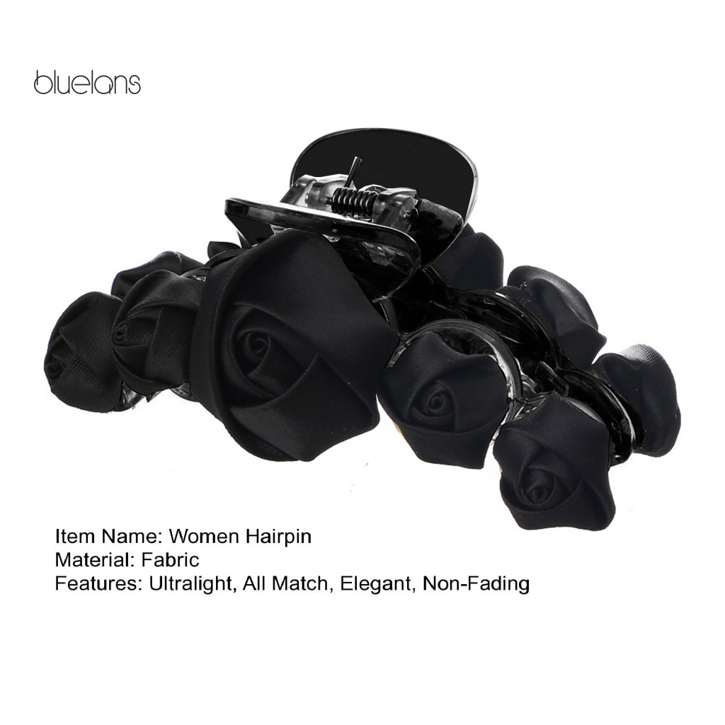 Bluelans Kẹp Tóc Hoa Hồng Vải Mềm Mại Siêu Nhẹ Không Trượt Thời Trang Cho Nữ
