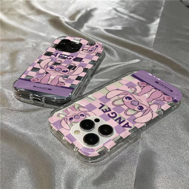 Ốp Điện Thoại Mềm Trong Suốt In Hình Stitch Màu Hồng Cho Iphone 8 / 14Promax11 Xr / cute plus 13127