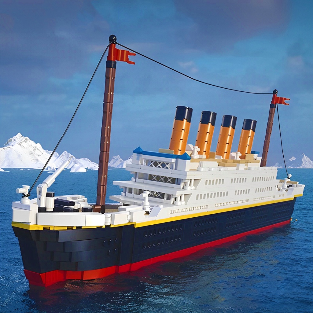 1860PCS LARGE COMPATIBLE TITANIC SMALL PARTICLE BUILDING BLOCKS CHILDREN'S DIY ASSEMBLED TOY BOAT