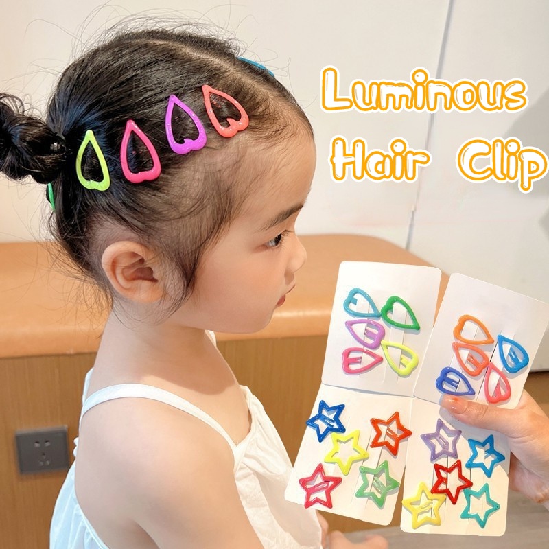 Kẹp Tóc Dạ Quang Hình Ngôi Sao Năm Cánh Bằng Kim Loại Màu Kẹo Ngọt Thời Trang Dễ Thương Cho Nữ