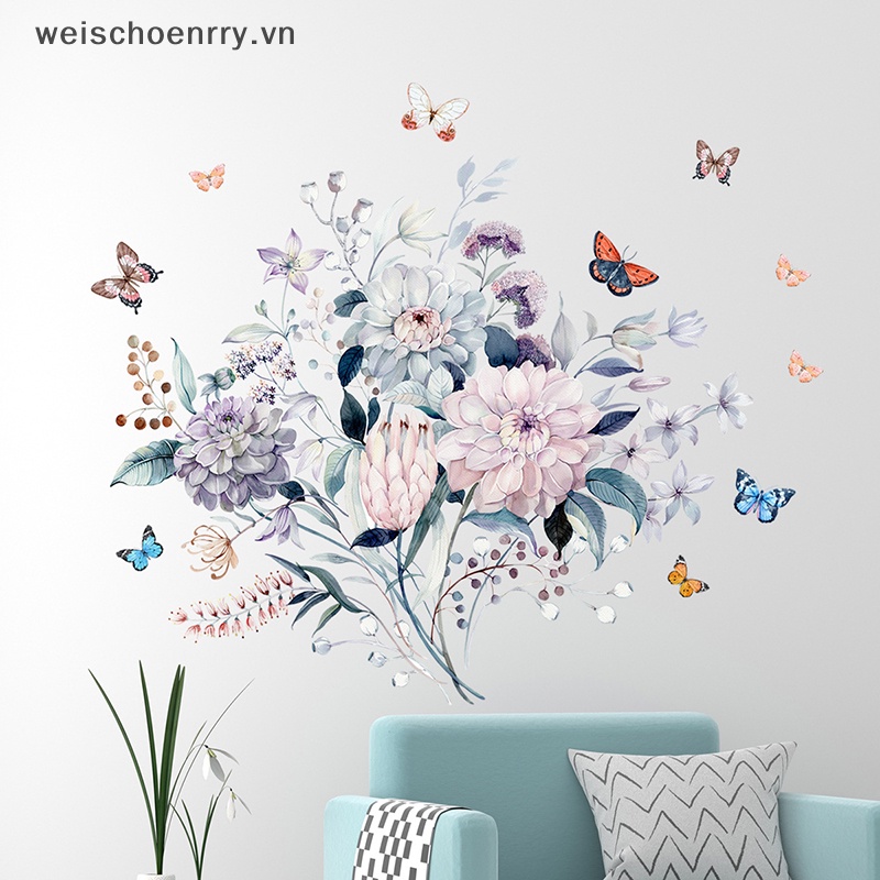 Giấy Dán Tường Hình Hoa Mẫu Đơn / Hoa Hồng / Bươm Bướm Chất Liệu Vinyl Trang Trí Phòng Khách / Cửa DIY