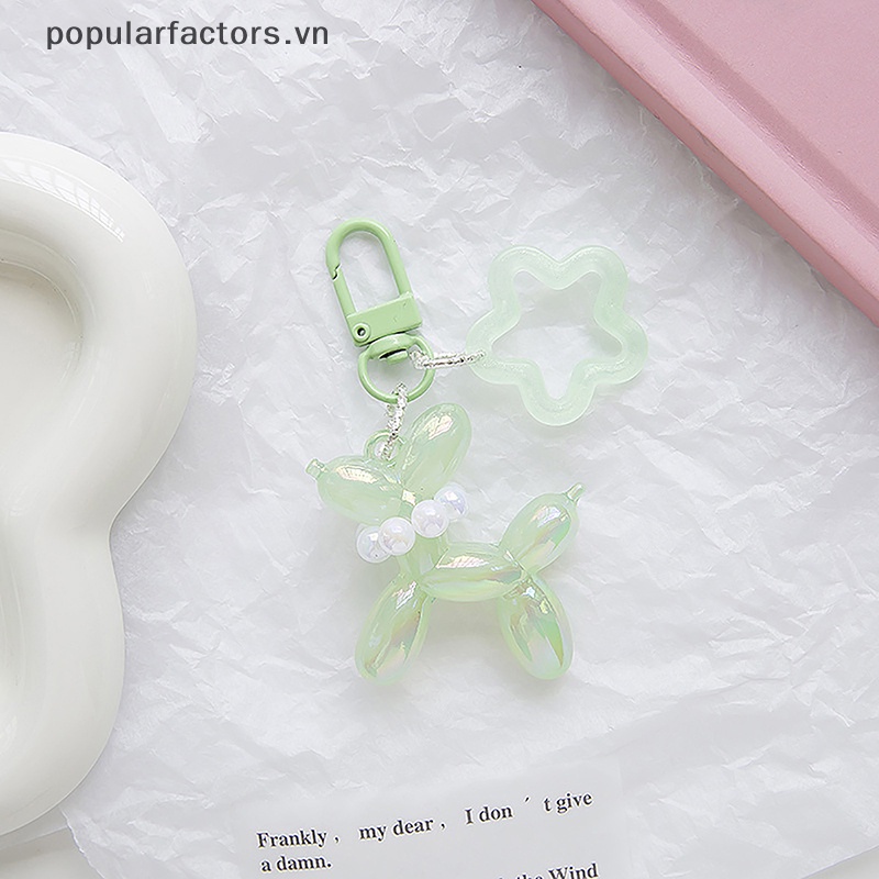 Móc Khóa Acrylic Hình Cún / Ngôi Sao / Bóng Bay Màu Kẹo Dạ Quang Dễ Thương Thời Trang