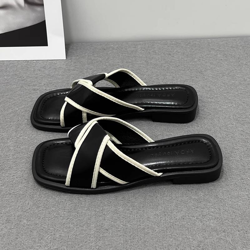 Huaqoo Dép sandal dép giày nữ Màu Sắc Đơn Giản Thoải Mái Cao Gót Chống Trơn Trượt dép đế xuồng 28ZHDLX062717