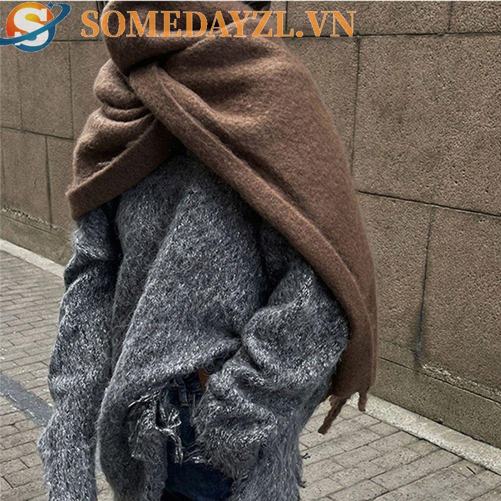 SOMEDAYZL Khăn Choàng Cổ Dày Dặn Ấm Áp Chống Gió Thời Trang Thu Đông Cho Nữ
