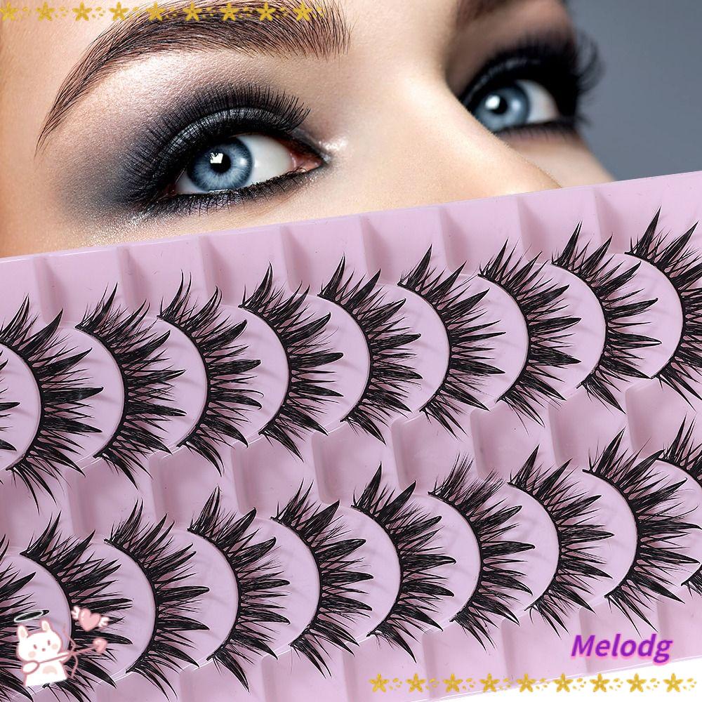 MELODG Set 10 Cặp Lông Mi Giả Trang Điểm Mắt Mèo Tự Nhiên