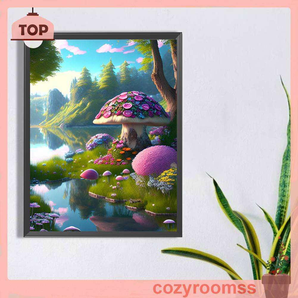 Tranh Đính Đá Kim Cương Toàn Bộ 5D DIY Hình Vẽ Cây Nấm