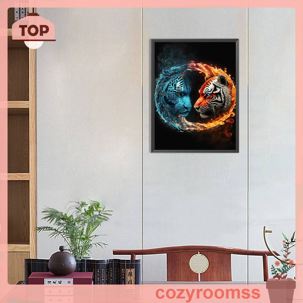 Bộ Tranh Đính Đá 5D Họa Tiết Chú Hổ Độc Đáo DIY Dùng Trang Trí Nhà Cửa