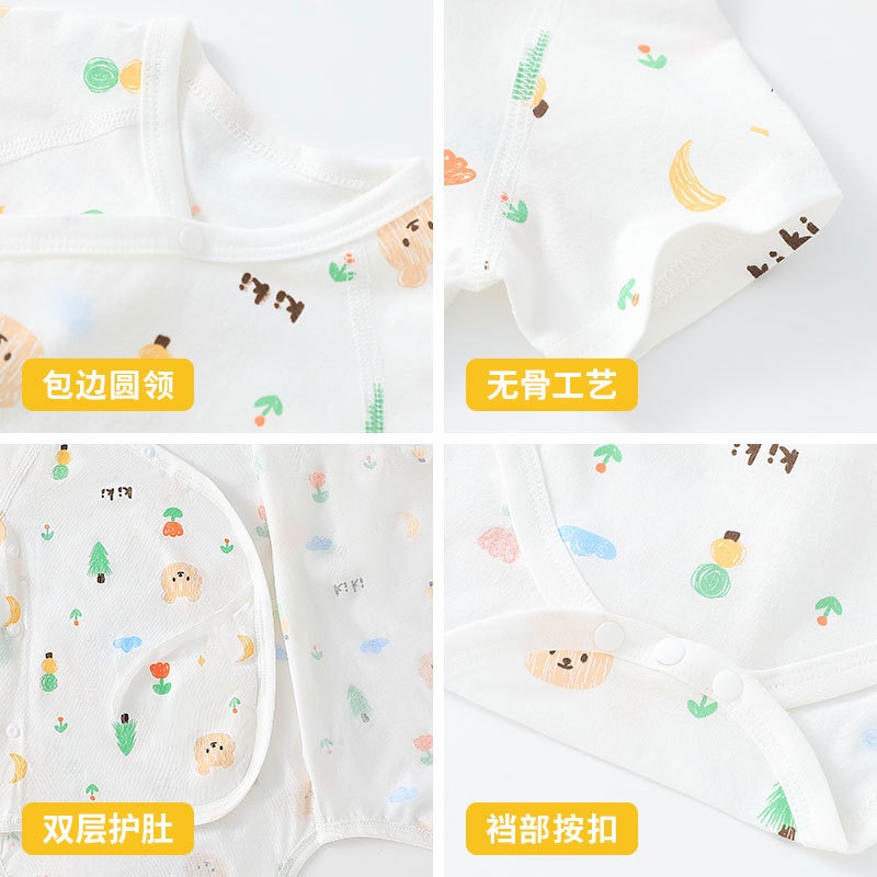 Bộ Áo Liền Quần Vải Cotton Mỏng Thời Trang Mùa Hè Cho Bé Sơ Sinh