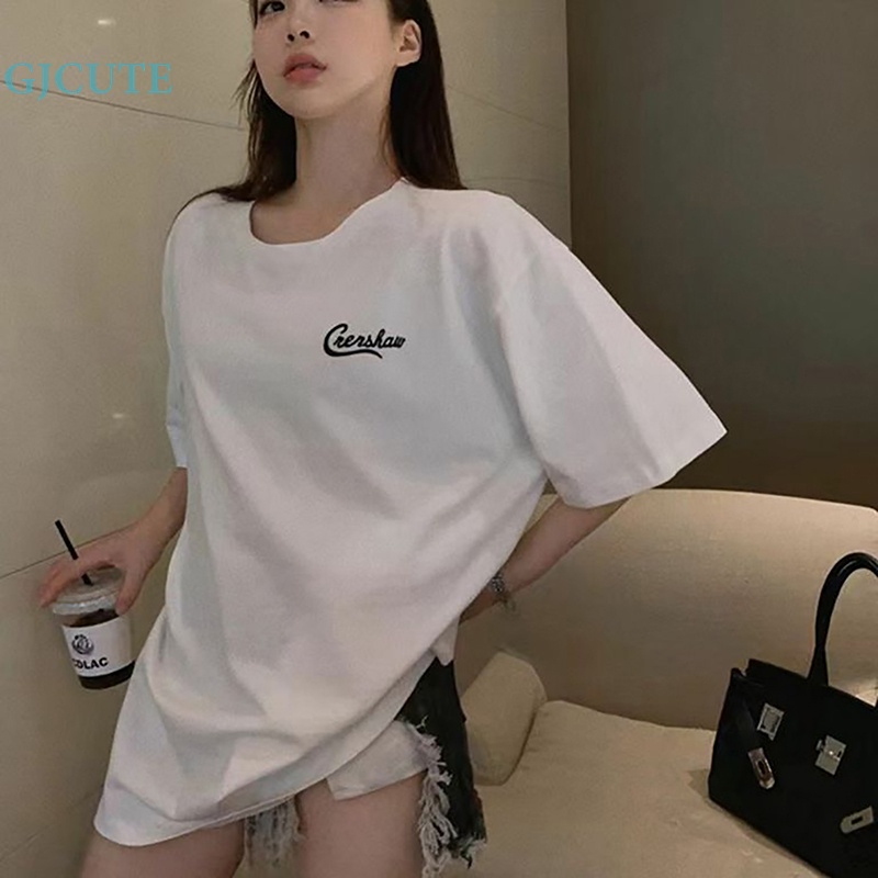 Áo Thun T-shirt Cotton Cổ Tròn Tay Ngắn In Chữ Thời Trang Mùa Hè Dành Cho Nữ