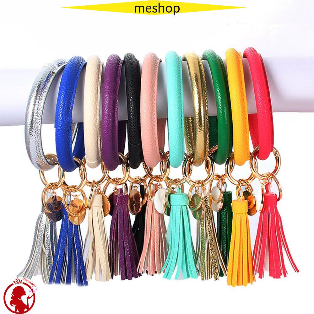 ME Vòng Tay Da PU Đính Mặt Kim Loại Tròn