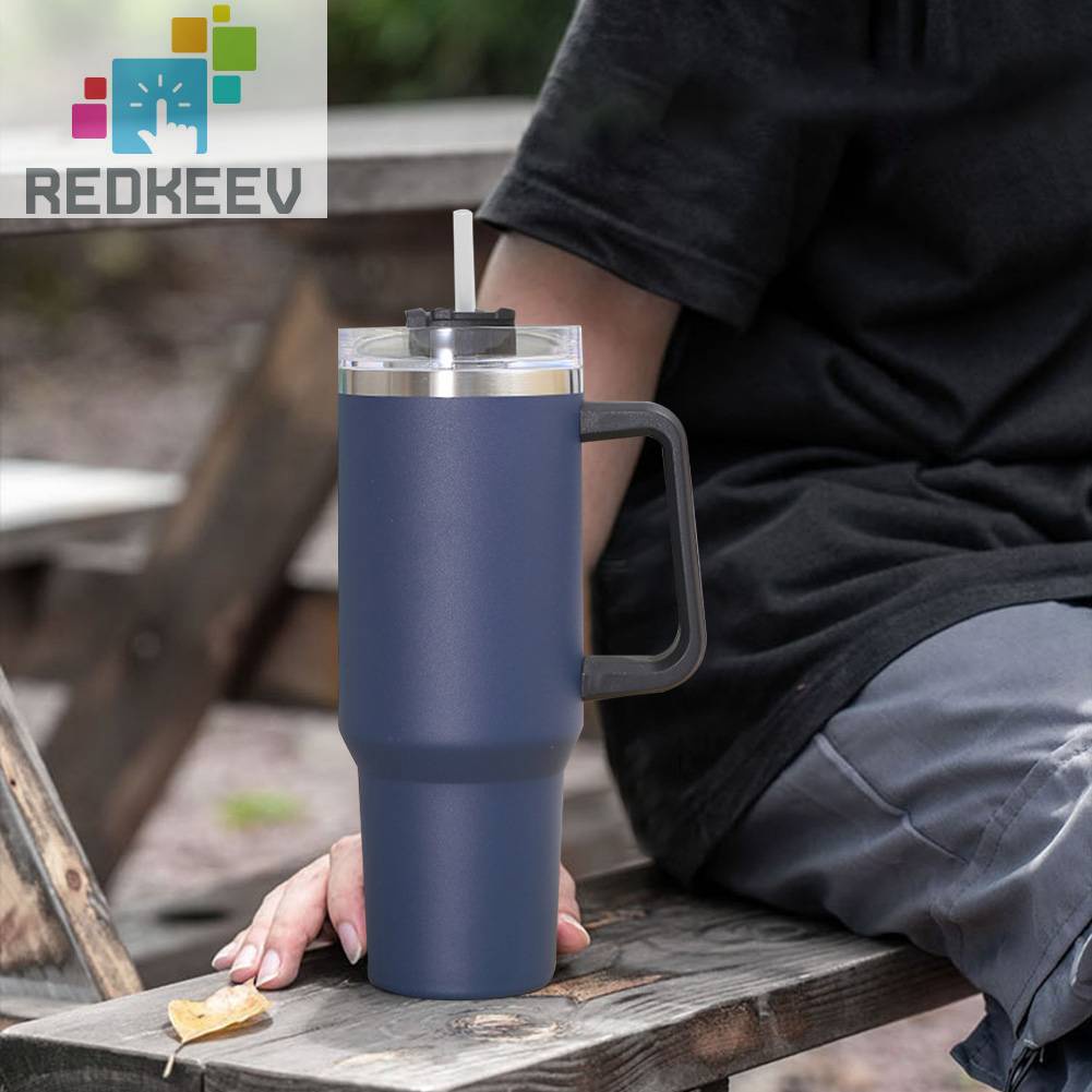 Cốc Uống Cà Phê 40oz Bằng Thép Không Gỉ Chống Rò Rỉ Có Tay Cầm Tiện Dụng