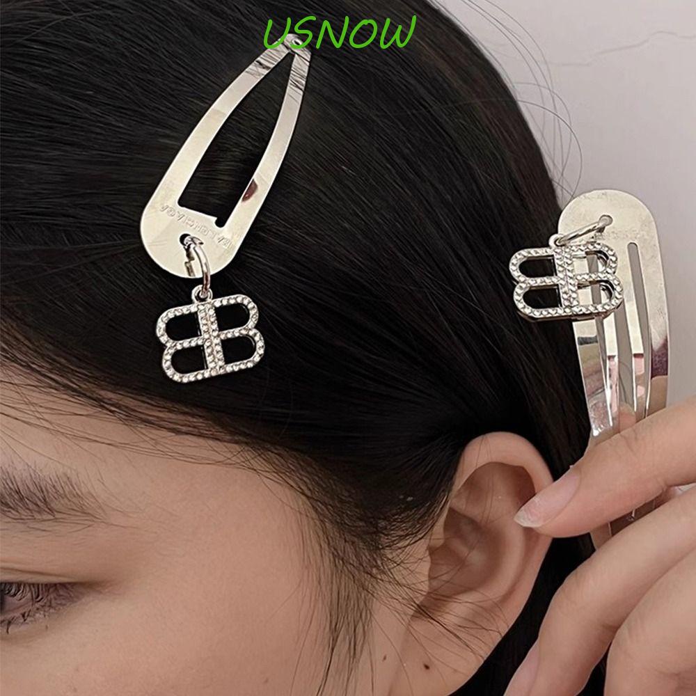 USNOW Kẹp Tóc Đính Đá Chữ B Phong Cách Hàn Quốc Sang Trọng