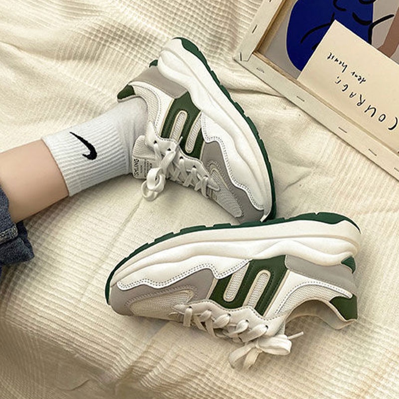 Giày thể thao MINGSHENG đế dày màu trắng nhỏ phong cách retro thời trang xuân thu mới cho nữ