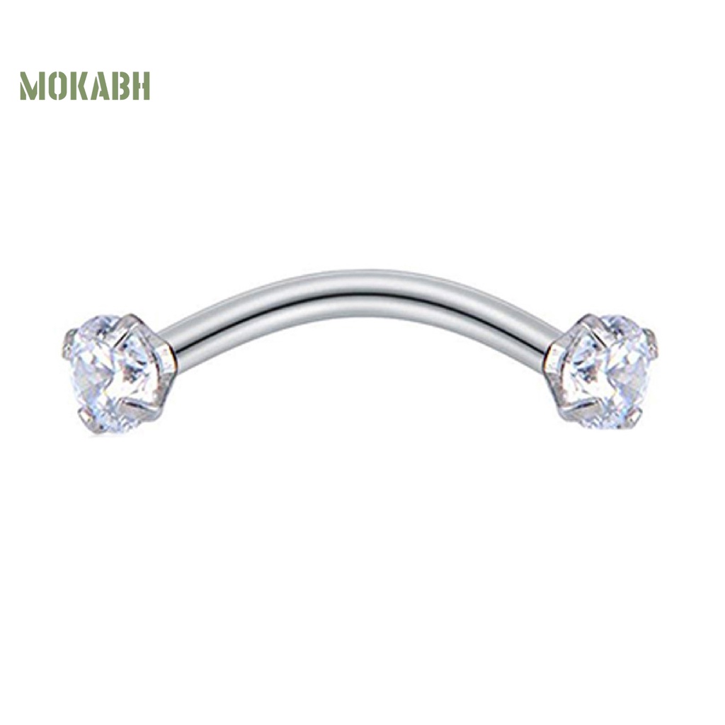 [Mok Abh] Khuyên Xỏ Lông Mày Đính Đá Zircon Bằng Thép Không Gỉ Chống Mài Mòn Cho Nữ