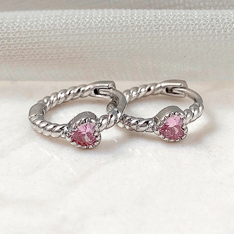 Ygt Bông Tai Zircon Hồng Hình Trái Tim Chống Dị Ứng Thời Trang Sáng Tạo Thích Hợp Làm Quà Tặng Cho Cặp