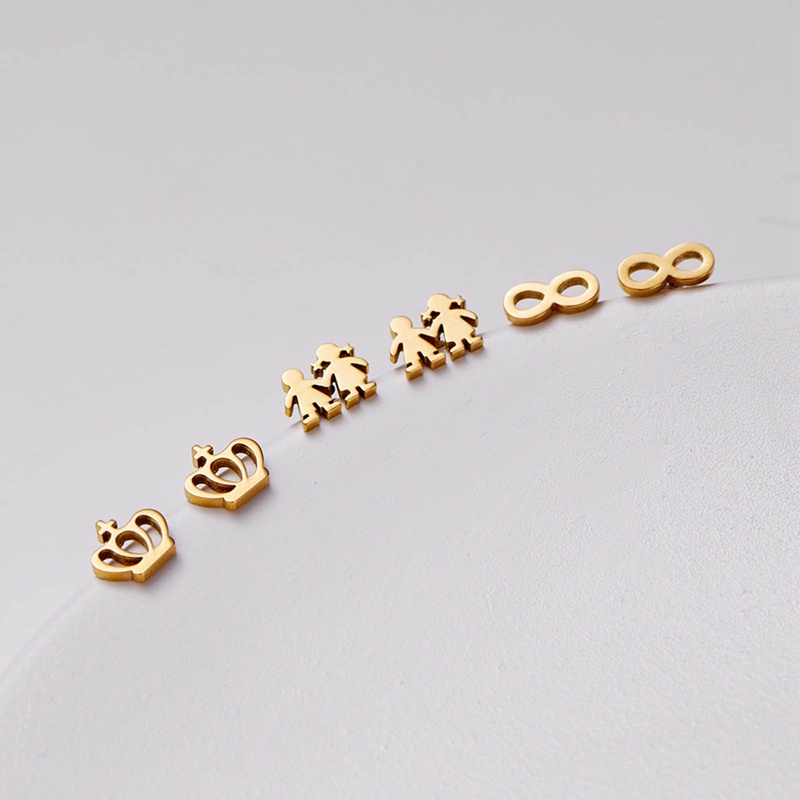 Ygt Set 3 Đôi Khuyên Tai Hình Vương Miện Bằng Thép Không Gỉ Phong Cách Hàn Quốc Cho Nữ