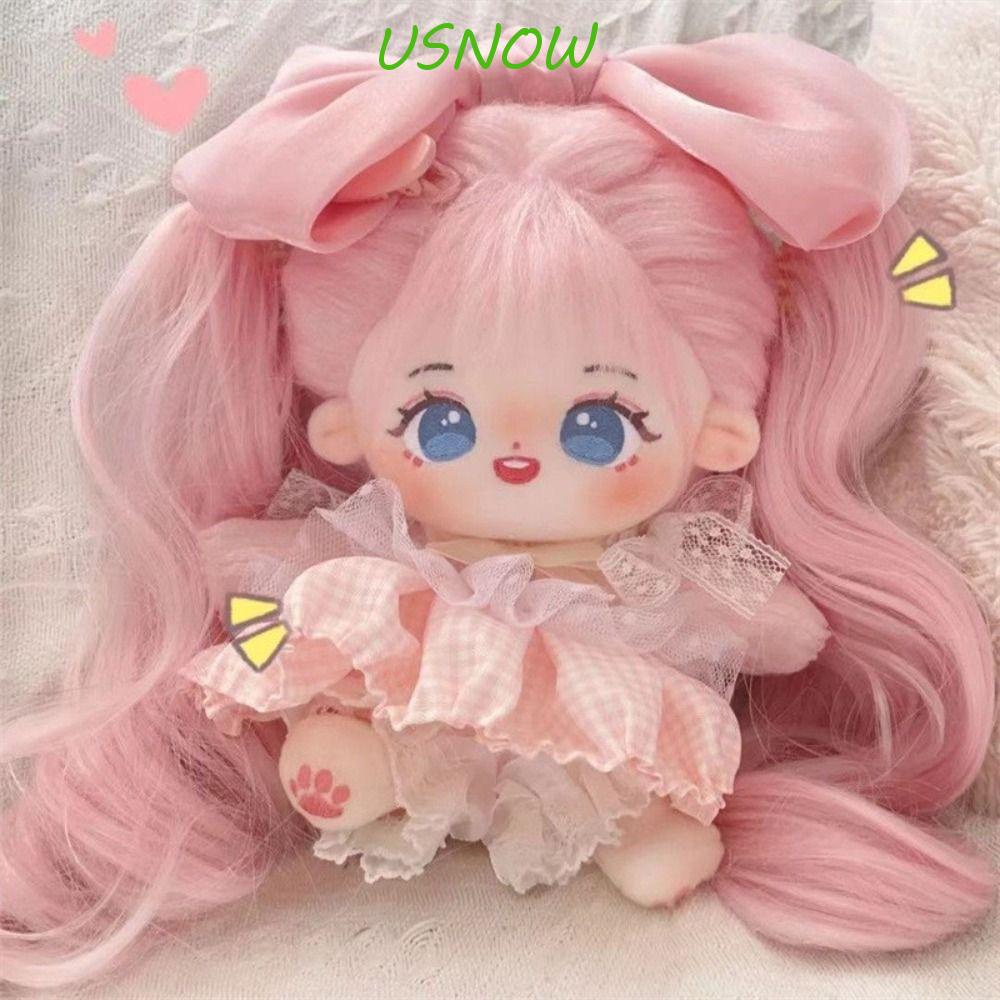 USNOW Tóc Giả Dài Màu Hồng Bằng Sợi Chịu Nhiệt Cho Búp Bê BJD SD