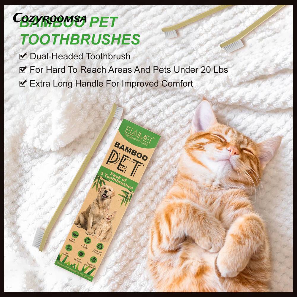 Set 3 Bàn Chải Đánh Răng Hai Đầu Không Chứa BPA Làm Trắng Răng Cho Thú Cưng