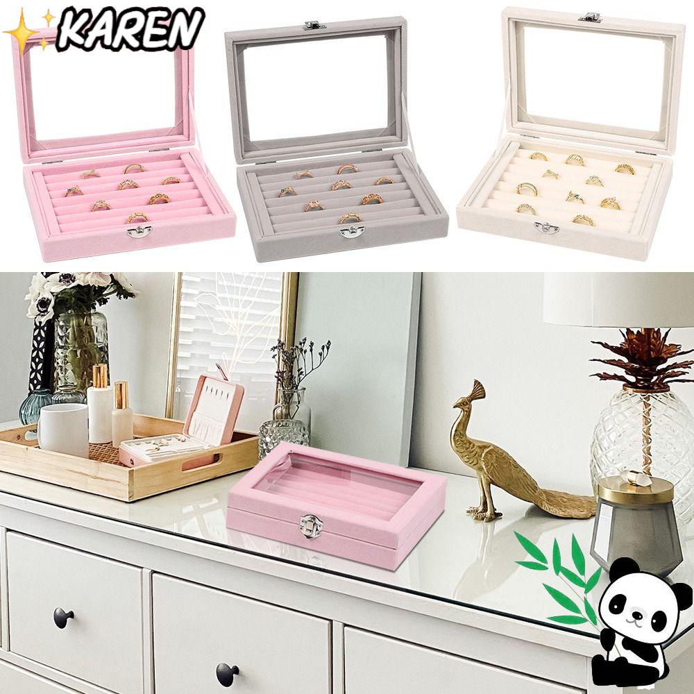 KAREN Hộp Đựng Nhẫn Chất Liệu Nhung Mềm Cao Cấp