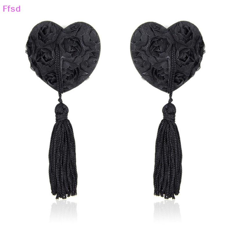 1 Cặp Miếng Dán Ngực Tua Rua Hình Trái Tim Đính Kim Sa Lấp Lánh Quyến Rũ