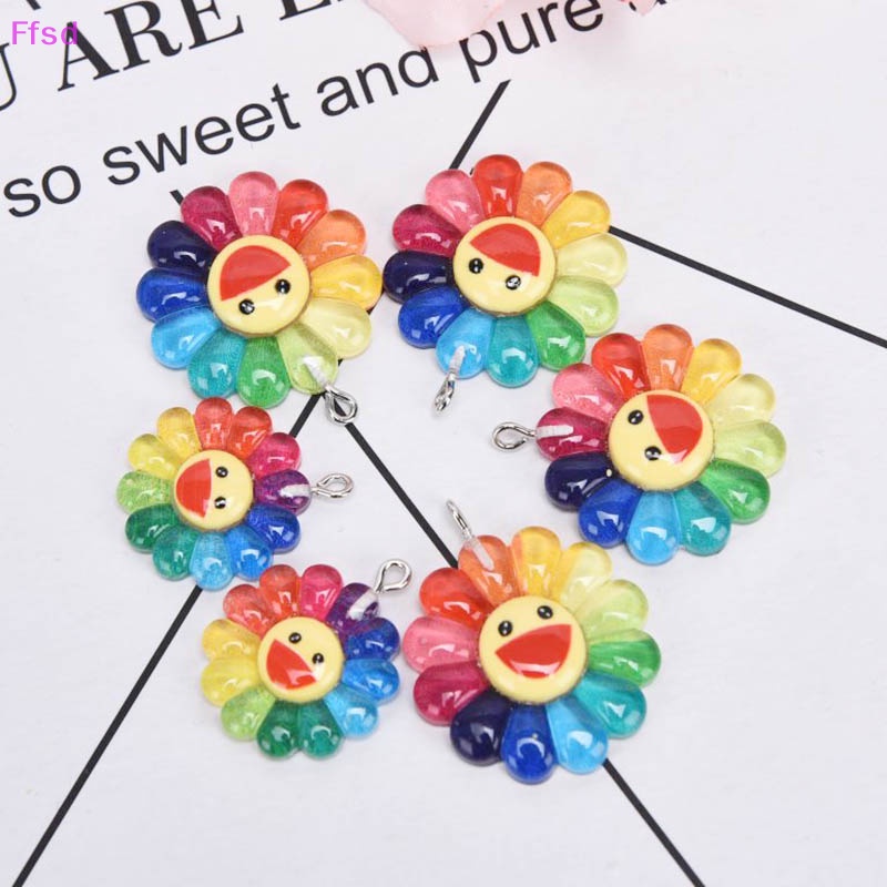 Set 10 Mặt Dây Chuyền Resin Hình Hoa Hướng Dương DIY