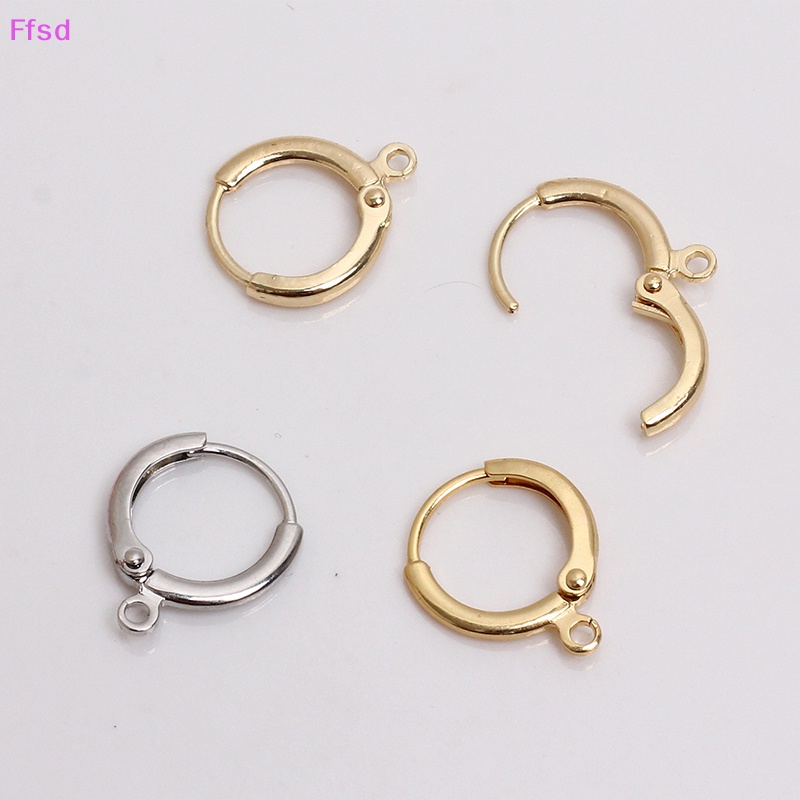 {Ffsd} Set 10 Khuyên Tai Dạng Móc Tròn Bằng Thép Không Gỉ Màu Vàng Kim Bán Chạy