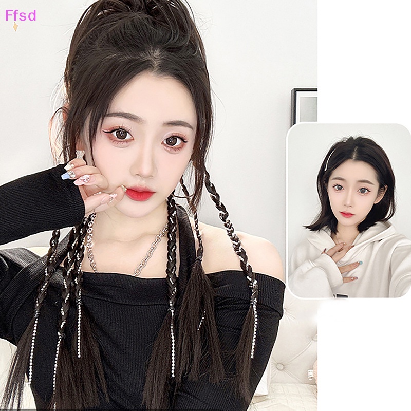 {Ffsd} Y2k Tóc Giả Thắt Bím Phong Cách Thời Trang Cá Tính Không Để Lại Dấu Vết Cho Nữ