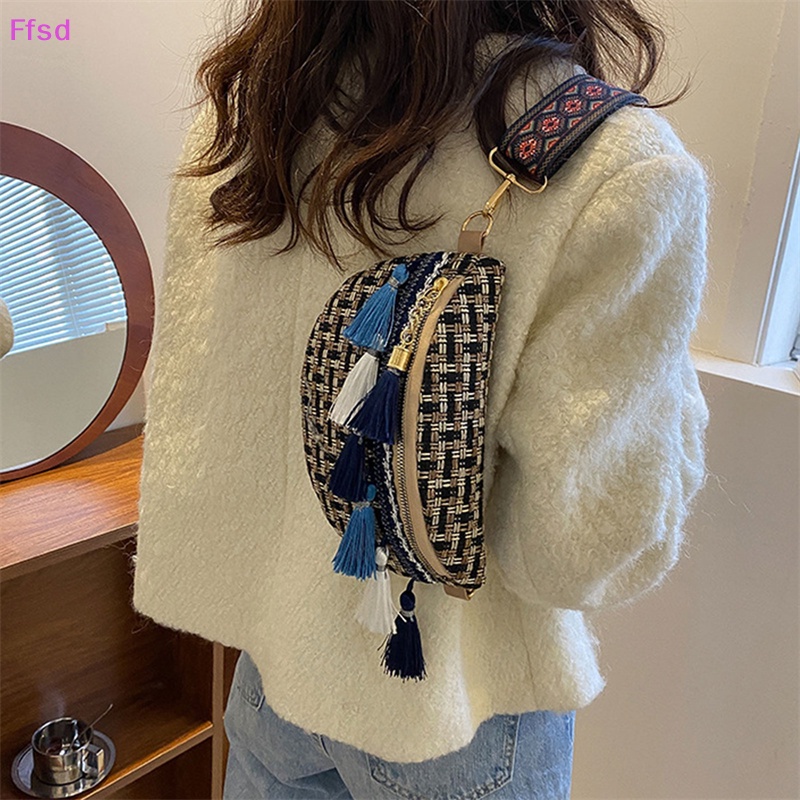 {Ffsd} Túi Đeo Chéo Vai / Đeo Hông Bằng Da Dệt Phối Tua Rua Cổ Điển Bán Chạy Dành Cho Bạn