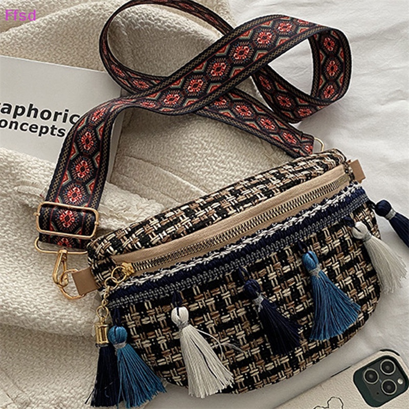 {Ffsd} Túi Đeo Chéo Vai / Đeo Hông Bằng Da Dệt Phối Tua Rua Cổ Điển Bán Chạy Dành Cho Bạn