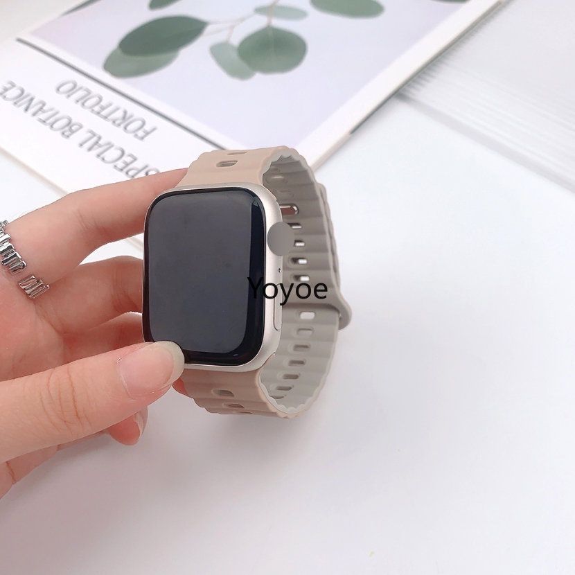 Dây Đeo Đồng Hồ Bằng Silicon Hai Màu Kích Thước 44mm 40mm 49mm 45mm 41mm 42mm 45mm Cho iWatch Series Ultra 8 SE 7 6 5 4 3