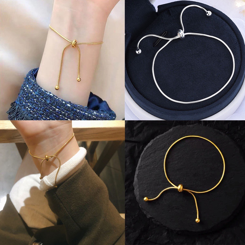 Ygt Vòng Tay Dạng Chuỗi Rắn Bằng Thép Titan Màu Vàng Điều Chỉnh Được Thiết Kế Đơn Giản Cho Nam Và Nữ