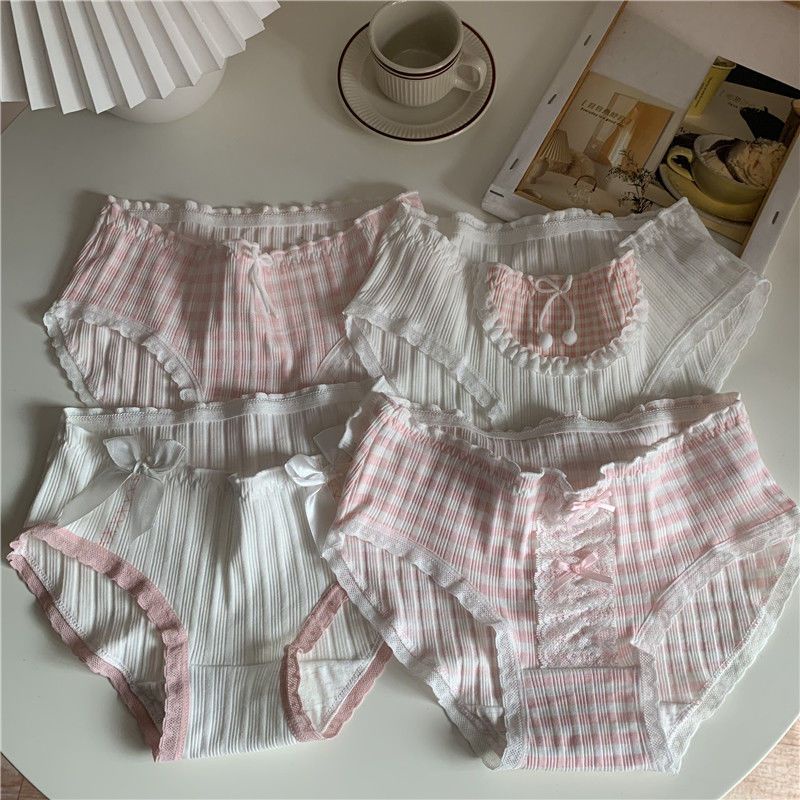 [Quần Lót Cotton Nguyên Chất Phong Cách Lolita Dễ Thương Ngọt Ngào Cho Nữ
