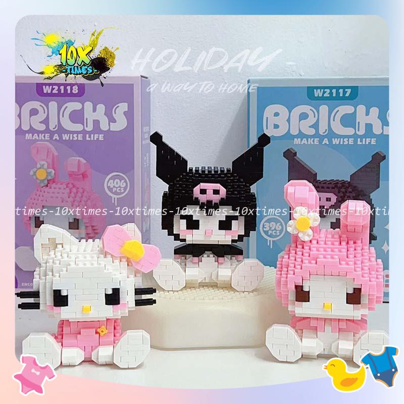 (10cm) Mô hình lắp ráp kuromi cinamonroll, mymelody, thỏ hồng 10xtimes