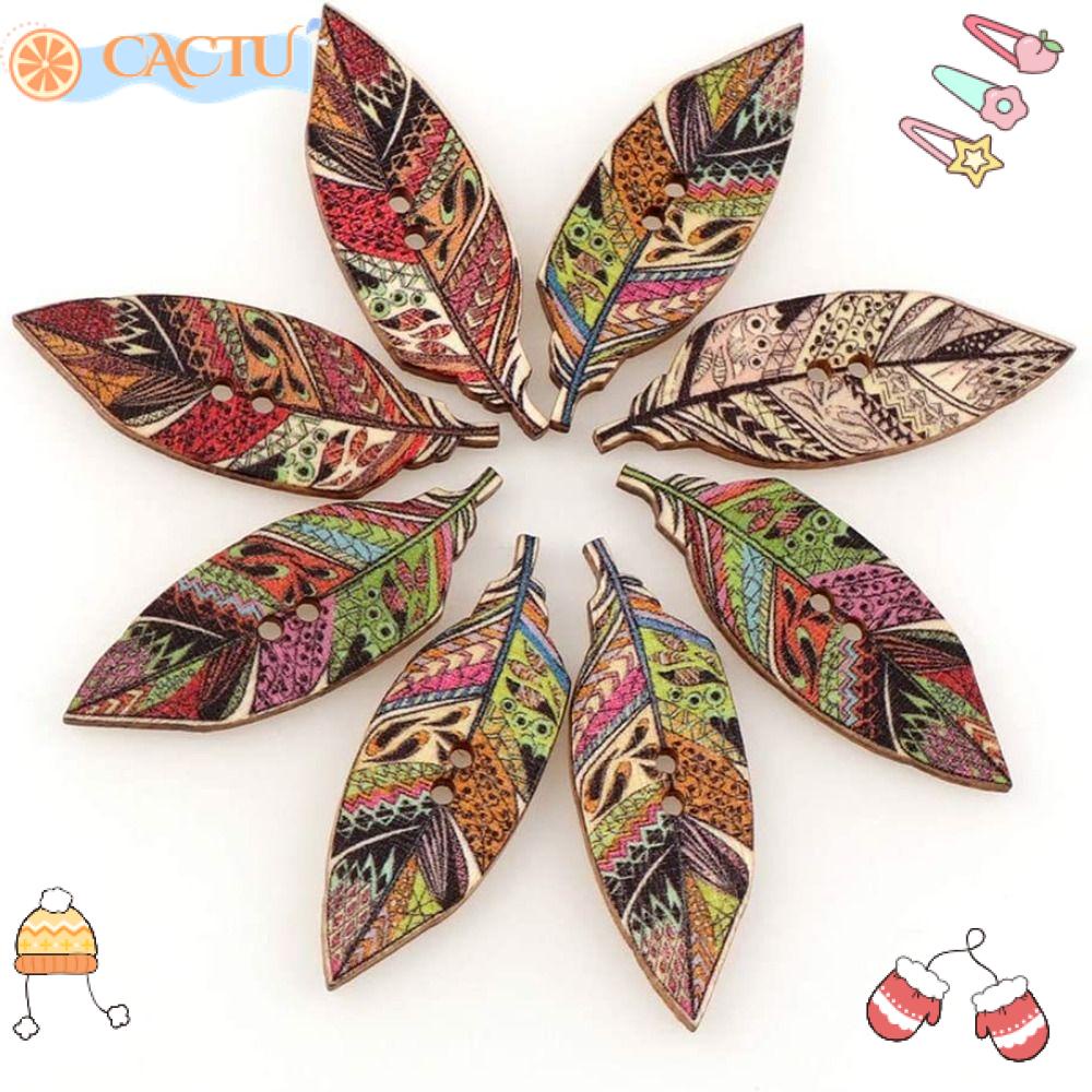 CACTU Nút Gỗ Hình Chiếc Lá Nhiều Màu Sắc
