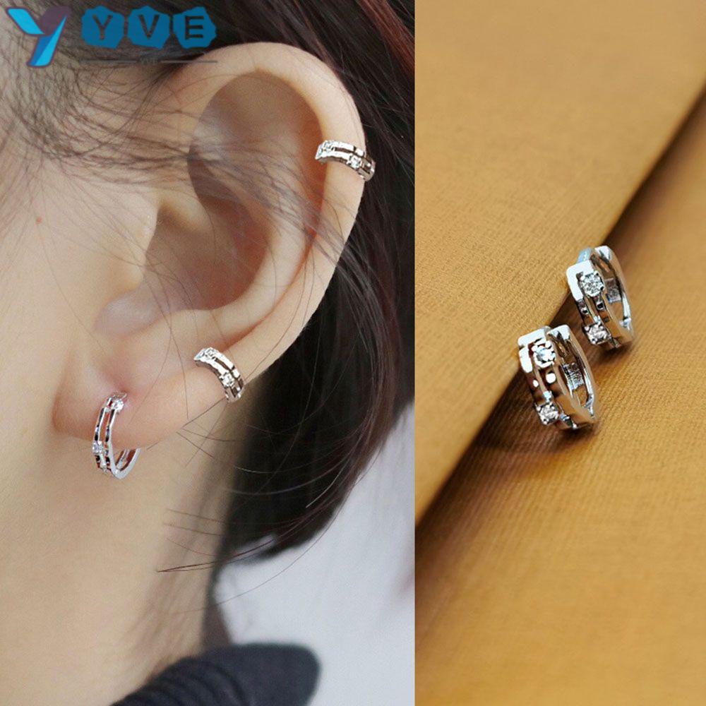 YVE Khuyên Xỏ Sụn Tai Đính Đá Zircon Không Gây Dị Ứng Thời Trang